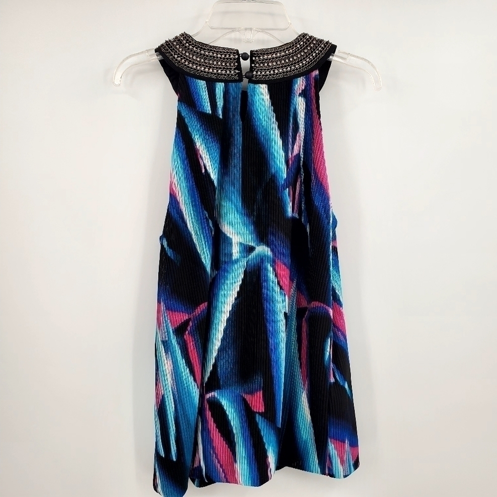 Alfani Halter Chain Rhinestone Neckline Multicolor Top - Picture 3 of 8